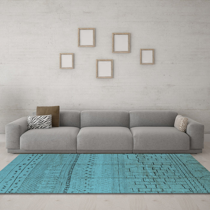 Machine Washable Solid Light Blue Modern Rug in a Living Room, wshurb1233lblu