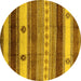 Round Southwestern Yellow Country Rug, urb1234yw