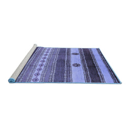 Sideview of Machine Washable Southwestern Blue Country Rug, wshurb1234blu