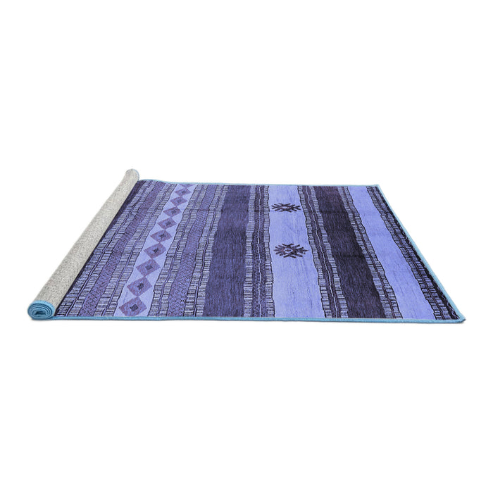 Sideview of Machine Washable Southwestern Blue Country Rug, wshurb1234blu