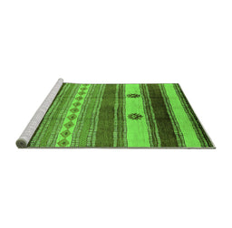 Sideview of Machine Washable Southwestern Green Country Area Rugs, wshurb1234grn