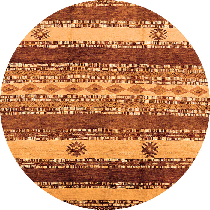 Round Machine Washable Southwestern Orange Country Area Rugs, wshurb1234org