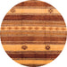 Round Machine Washable Southwestern Orange Country Area Rugs, wshurb1234org