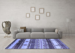 Machine Washable Southwestern Blue Country Rug in a Living Room, wshurb1234blu