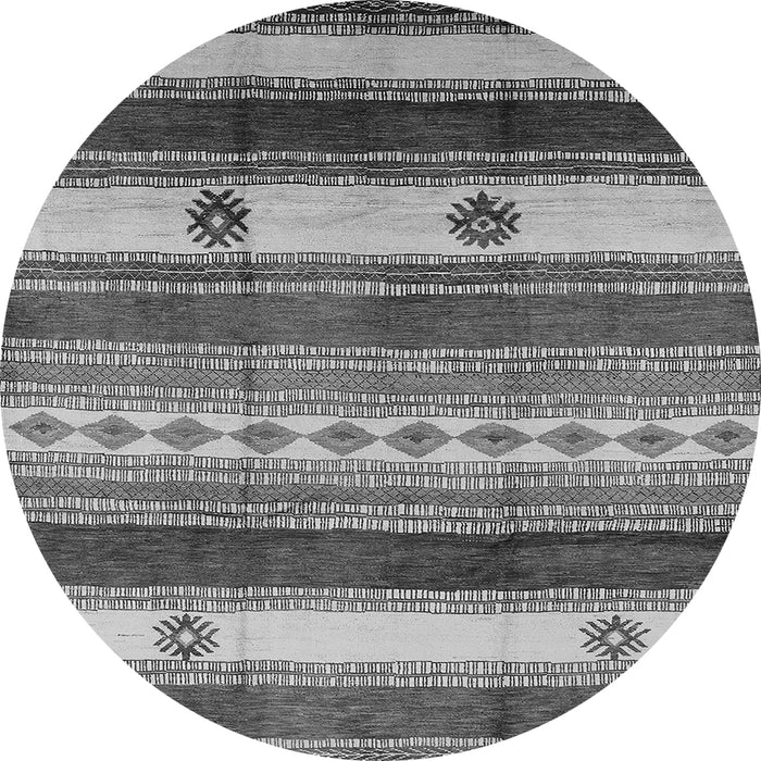 Round Machine Washable Southwestern Gray Country Rug, wshurb1234gry