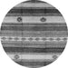 Round Machine Washable Southwestern Gray Country Rug, wshurb1234gry