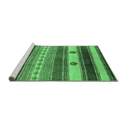 Sideview of Machine Washable Southwestern Emerald Green Country Area Rugs, wshurb1234emgrn