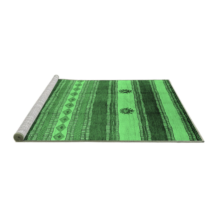 Sideview of Machine Washable Southwestern Emerald Green Country Area Rugs, wshurb1234emgrn
