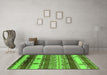 Machine Washable Southwestern Green Country Area Rugs in a Living Room,, wshurb1234grn