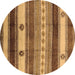 Round Southwestern Brown Country Rug, urb1234brn