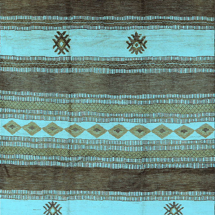 Machine Washable Southwestern Light Blue Country Rug, wshurb1234lblu