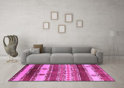 Machine Washable Southwestern Pink Country Rug in a Living Room, wshurb1234pnk