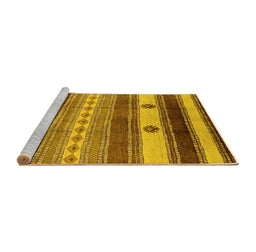 Sideview of Machine Washable Southwestern Yellow Country Rug, wshurb1234yw