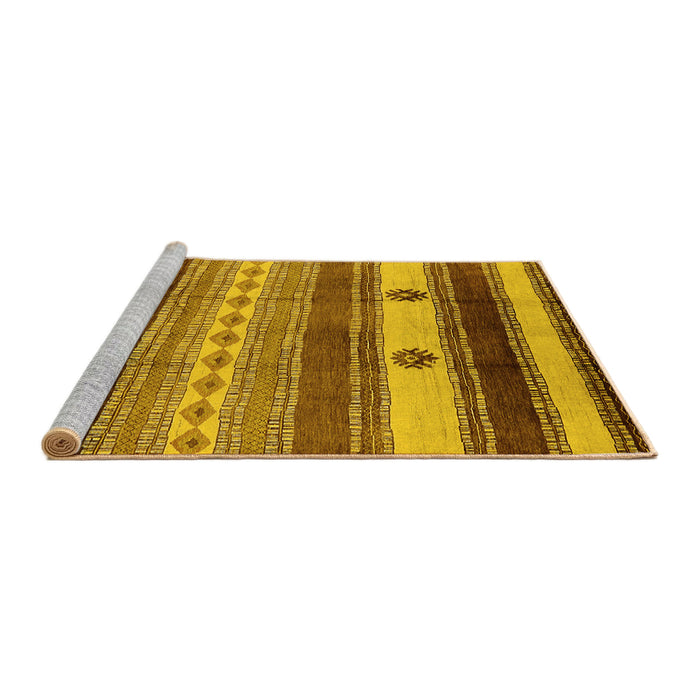 Sideview of Machine Washable Southwestern Yellow Country Rug, wshurb1234yw