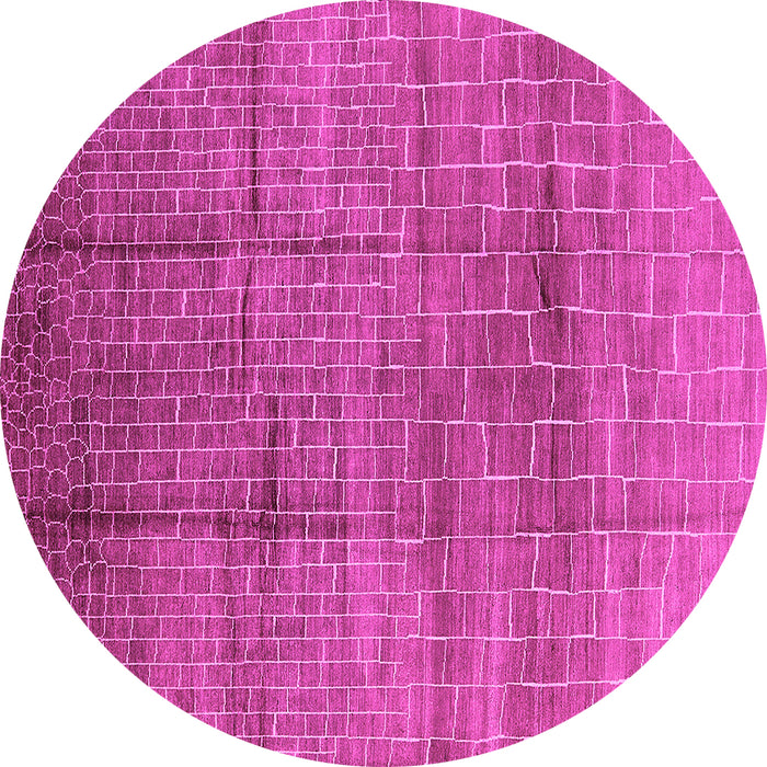 Round Machine Washable Solid Pink Modern Rug, wshurb1235pnk