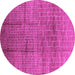 Round Machine Washable Solid Pink Modern Rug, wshurb1235pnk