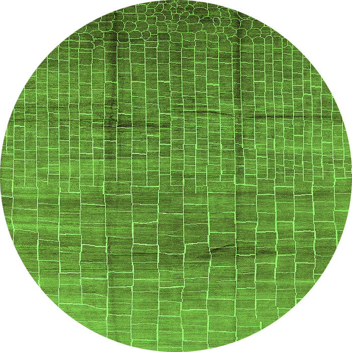 Round Machine Washable Solid Green Modern Area Rugs, wshurb1235grn