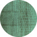 Round Solid Turquoise Modern Rug, urb1235turq