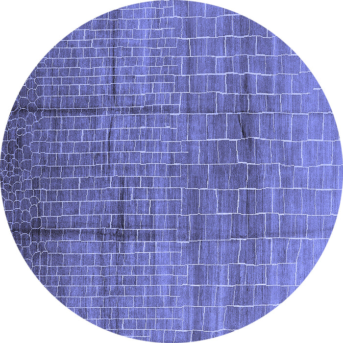 Round Machine Washable Solid Blue Modern Rug, wshurb1235blu
