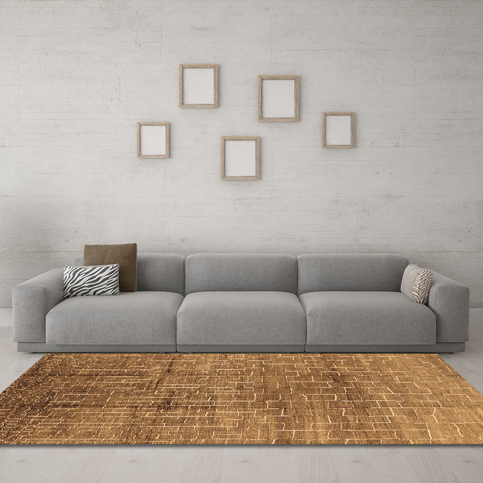 Machine Washable Solid Brown Modern Rug in a Living Room,, wshurb1235brn