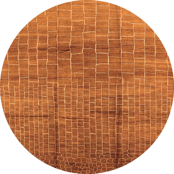 Round Machine Washable Solid Orange Modern Area Rugs, wshurb1235org