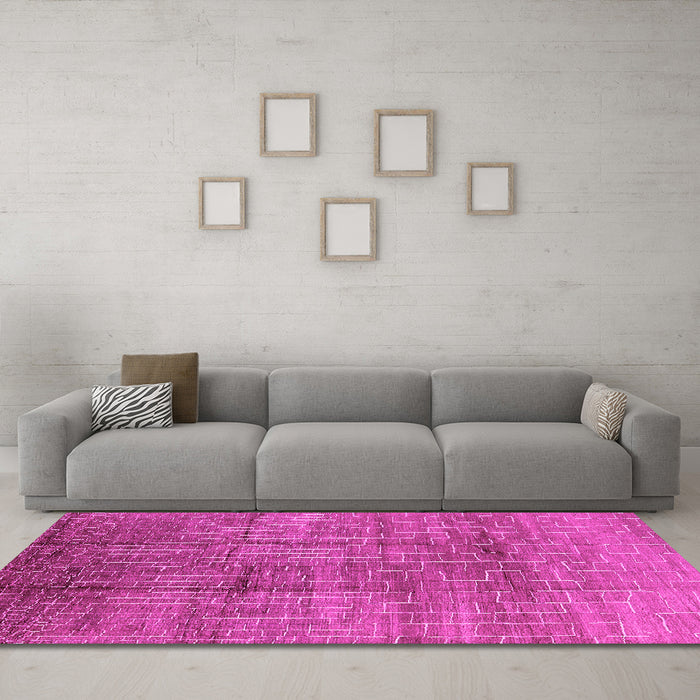 Machine Washable Solid Pink Modern Rug in a Living Room, wshurb1235pnk