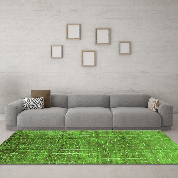 Machine Washable Solid Green Modern Area Rugs in a Living Room,, wshurb1235grn