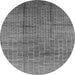 Round Machine Washable Solid Gray Modern Rug, wshurb1235gry