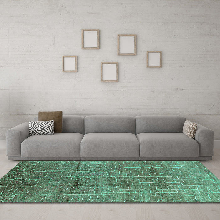 Machine Washable Solid Turquoise Modern Area Rugs in a Living Room,, wshurb1235turq