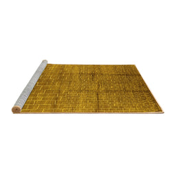 Sideview of Machine Washable Solid Yellow Modern Rug, wshurb1235yw