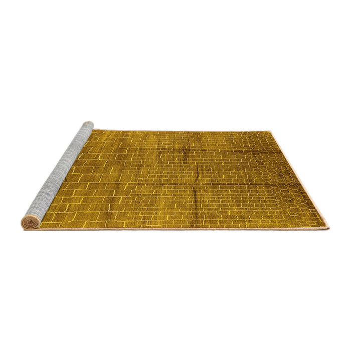 Sideview of Machine Washable Solid Yellow Modern Rug, wshurb1235yw