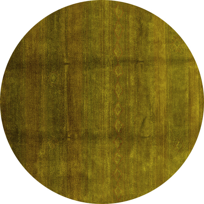 Round Machine Washable Persian Yellow Bohemian Rug, wshurb1236yw