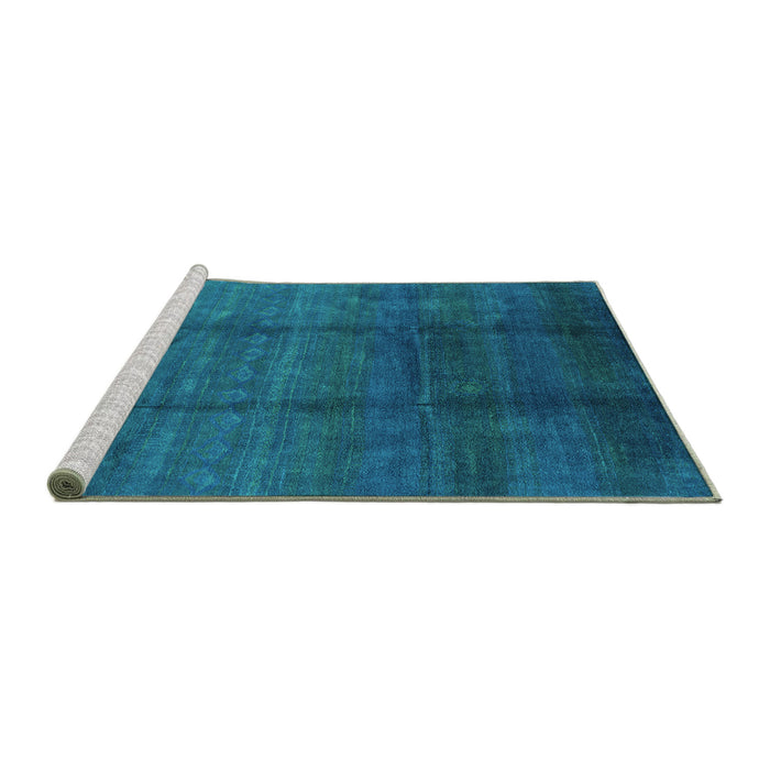 Sideview of Machine Washable Persian Turquoise Bohemian Area Rugs, wshurb1236turq