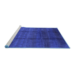 Sideview of Machine Washable Persian Blue Bohemian Rug, wshurb1236blu