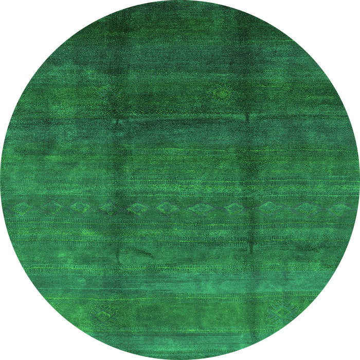 Round Machine Washable Persian Green Bohemian Area Rugs, wshurb1236grn