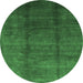 Round Machine Washable Persian Emerald Green Bohemian Area Rugs, wshurb1236emgrn