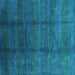 Square Machine Washable Persian Turquoise Bohemian Area Rugs, wshurb1236turq