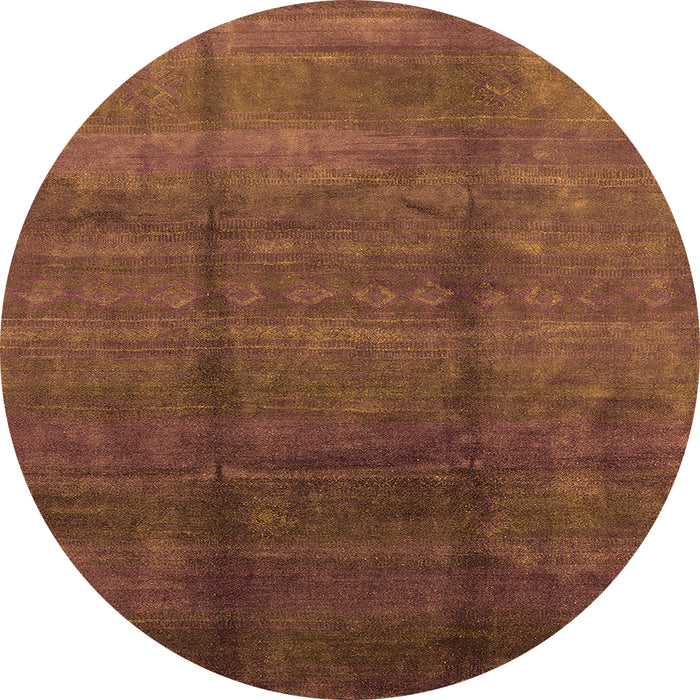 Round Machine Washable Persian Orange Bohemian Area Rugs, wshurb1236org