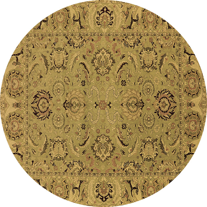Round Machine Washable Oriental Brown Traditional Rug, wshurb1237brn