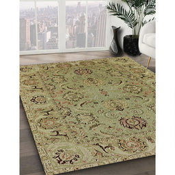 Mid-Century Modern Oak Brown Oriental Rug in Family Room, urb1237