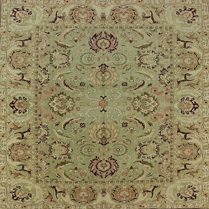 Square Mid-Century Modern Oak Brown Oriental Rug, urb1237
