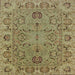 Square Mid-Century Modern Oak Brown Oriental Rug, urb1237