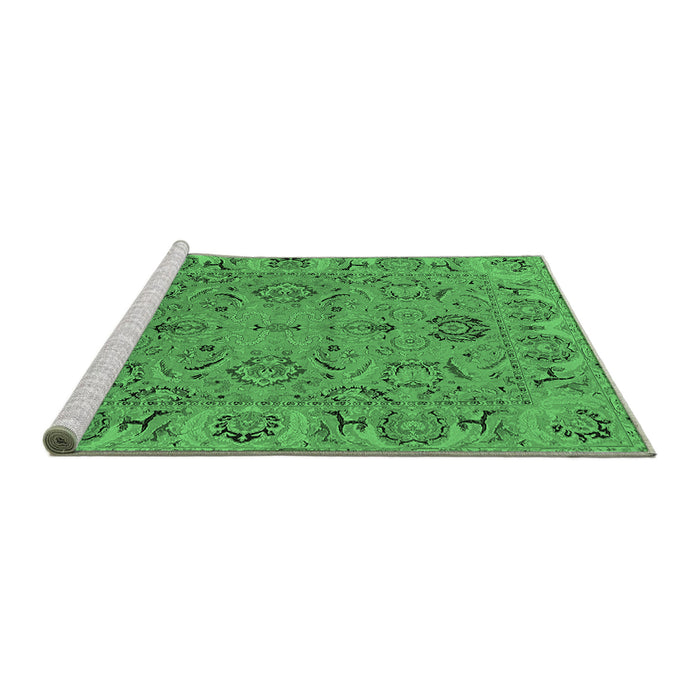 Sideview of Machine Washable Oriental Emerald Green Traditional Area Rugs, wshurb1237emgrn