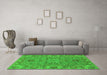 Machine Washable Oriental Green Traditional Area Rugs in a Living Room,, wshurb1237grn