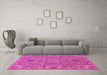 Machine Washable Oriental Pink Traditional Rug in a Living Room, wshurb1237pnk