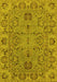 Machine Washable Oriental Yellow Traditional Rug, wshurb1237yw