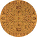 Round Machine Washable Oriental Orange Traditional Area Rugs, wshurb1237org