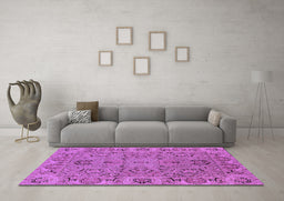 Machine Washable Oriental Purple Traditional Area Rugs in a Living Room, wshurb1237pur
