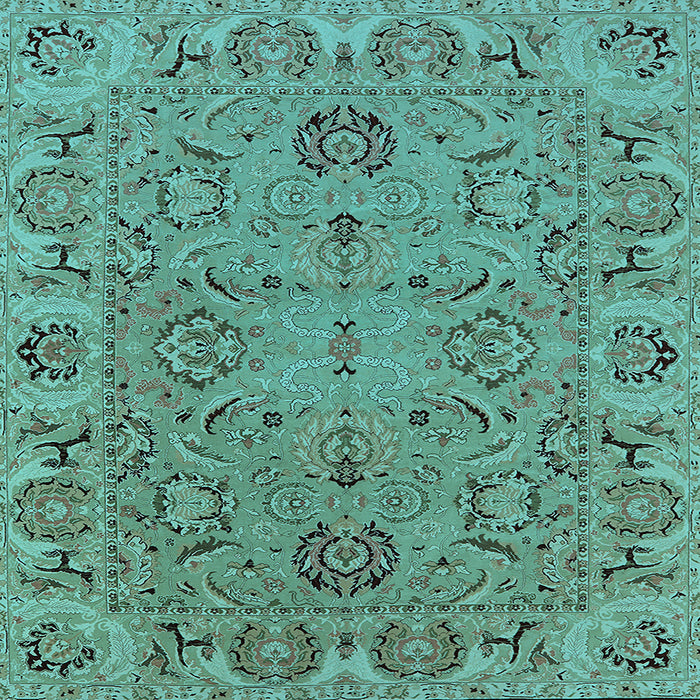 Square Machine Washable Oriental Light Blue Traditional Rug, wshurb1237lblu