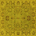 Square Machine Washable Oriental Yellow Traditional Rug, wshurb1237yw